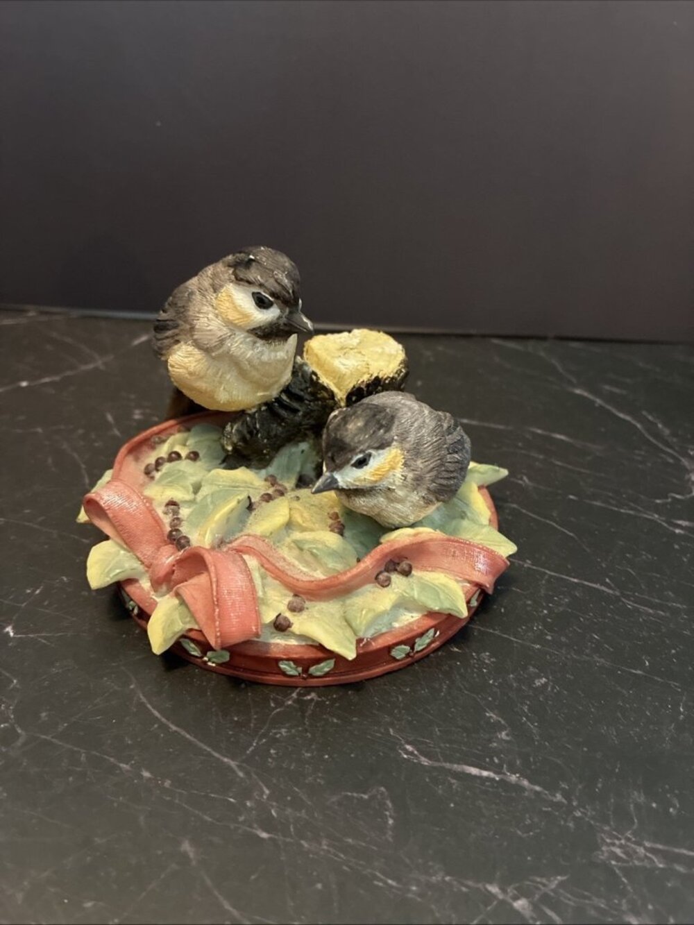Vintage Bird Figurine Nature Woodland Decor Resin Birds On Base